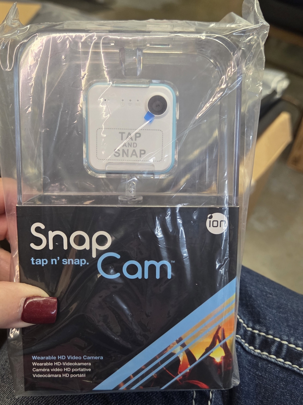 Snap Cam Wearable HD Camera in White with Light Blue Accent